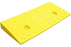 Fenteer Bordillo Rampa para Coche, Accesorios para Coche, Rampa de Umbral para Muelle de Carga, Ligera de Plástico de Entrada Caucho, Camiones, RVs, ATV, Alto 4cm Amarillo