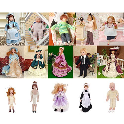 1:12 Puppenhaus Miniatur Blau Servent Girl Puppen blau Kleid Dekoration - 3