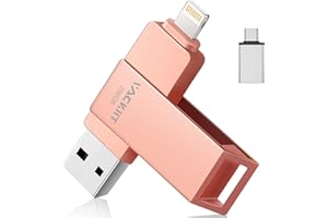 Cle USB 256 Go pour iPhone MFI Lightning,Vackiit Apple Certifié Clé USB C Clef USB 3.0 Photo Stick Stockage Externe pour iPhone,iPad, Mac,iOS,OTG Android Mobile,PC avec Lightning,USB 3.0,Type C 3 in 1