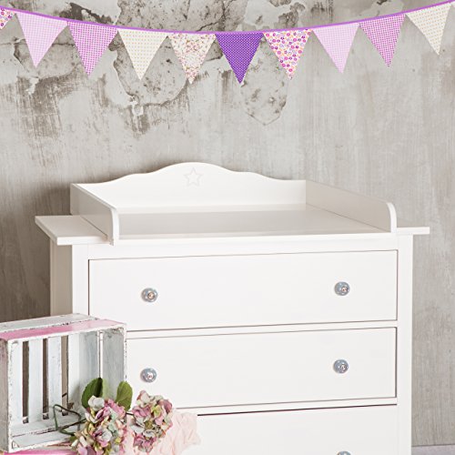 Preisvergleich Produktbild Puckdaddy Wickelaufsatz „Stern H" für alle IKEA Hemnes Kommoden in weiß