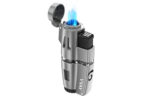 VVAY Sturmfeuerzeug Jetflamme Gas Butan Nachfüllbar, 3 Flammen Jet Feuerzeug (Verkauft ohne Gas)