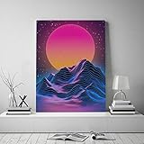 Synthwave Vaporwave Art Landscape Canvas Poster Painting Wall Art Decor Living Room Bedroom Study Home Decoration Prints 50x75cm No Frame Amazon Co Uk Kitchen Home