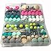 Produktbild Coskiss DIY Krankenpflege Halskette Kit 2 Boxed Mixed Farbe Geometrie Hexagon Silikon Perlen Herzförmige Silikon Runde Silikon Perlen Hölzerne Häkeln Perlen Schnuller Clip Baby Teether Spielzeug (A124+S407)