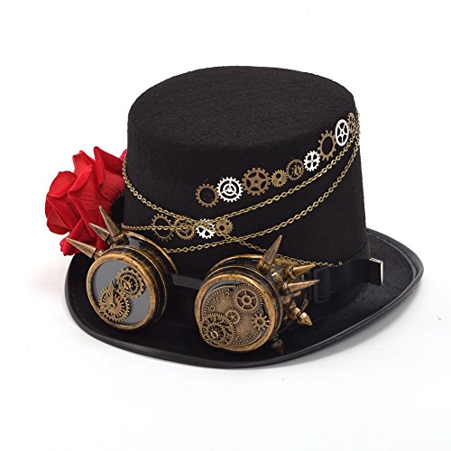 BLESSUME Unisexo Steampunk Parte Superior Sombrero Cosplay Sombrero Punk Fiesta Sombrero de Copa (Circunferencia de la Cabeza 58-61cm) (D)