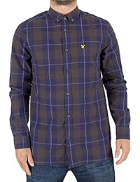 Lyle & Scott Hombre Camisa del logotipo de la comprobación de Poplin, Azul