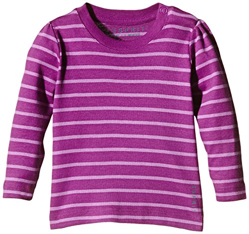 ESPRIT Baby-Girls 095EEAK001 ESS Striped T-Shirt, Dark Pink, 9-12 Months (Manufacturer Size:80)