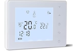 BEOK CONTROLS Beok Thermostat Chaudiere Gaz 2 Fils à Piles,Thermostat Mural, Thermostats Programmable Filaire,Thermostats d'ambiance,Alimentation par Piles 2 AA,Aucune Fonction WiFi,Pile Non Incluse