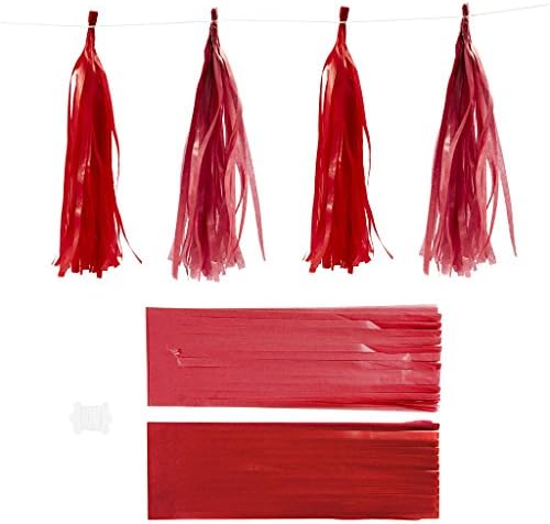 Paper Tassel, claret/red, size 12x35 cm, 14 g, 12pcs