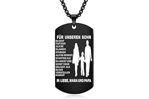 YOTHIWAD Halskette für Meinen Sohn Dog Tag Kette An Meinen Sohn Halskette mit Gravur Inspirierend Text Geschenk für Sohn von Mama Papa