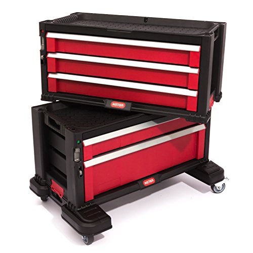 Keter 5 Drawer Tool Chest Set Acetal Slides, 1 Stück, schwarz / rot / silber, 17199301 - 3