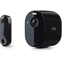 Arlo Essential kabellose Video Doorbell Überwachungskamera und Essential Überwachungskamera Bundle - schwarz