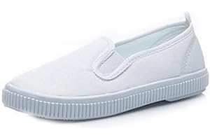 XSCLPOMDDY Kids Sneakers Athletic Running Tennis Sport Shoes Light Weight Slip on White