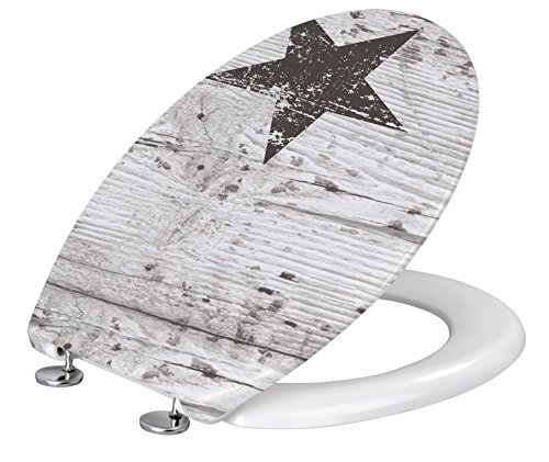 Wenko 22272100 WC-Sitz Star rostfreie Edelstahlbefestigung, Duroplast, mehrfarbig, 45 x 38 x 4 cm - 3