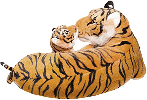 BRUBAKER brown plush tiger with baby 100 cm