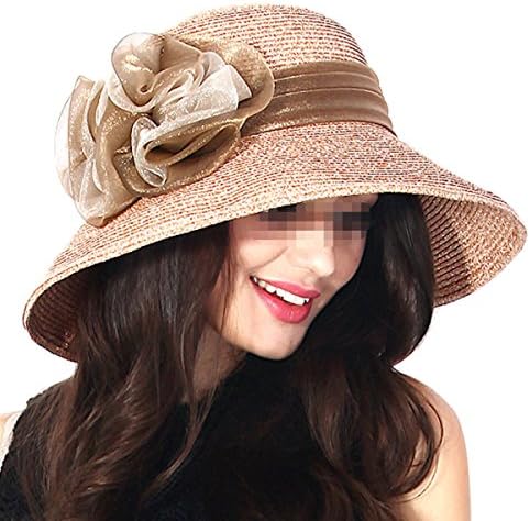 Simplicity Women's Summer Solid Colored Cotton Bucket Hat With Big Fold Up Brim,Brown-Freesize