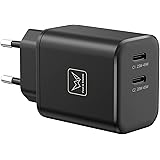 Caricatore Ricarica Rapida 45W Doppio USB C, Super Fast Charging per Samsung Galaxy S23 Ultra/S22+/S21 Ultra/S21+/ Tab S8 Ult