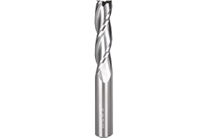Jiiolioa Spiral CNC Router Bits 1/2 inch Shank 3 Fluter with Extra Long (4 inch Total Length) Solid Carbide Square End Mill for Wood Mortises Carving