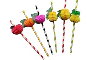 NOTHERS Cóctel pajitas, 50 piezas, pajitas de cóctel, 3D, pajitas para beber piña, pajita de papel de fruta, pajita de papel para fiesta de cumpleaños