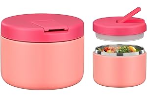 Itslife Termo para Comida 350ml, Taza Aislada de Acero Inoxidable para Alimentos Fríos y Calientes, Recipiente Térmico Apto con Cubrehebillas & Cuello Ancho para Escuelas, Oficinas Rosado