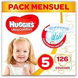 Huggies - Ultra Comfort - Couches Bébé Unisexe - Taille 5 (11-25 kg) x126 Couches - Pack 1 Mois