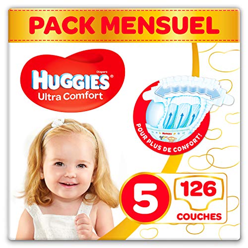 Huggies - Ultra Comfort - Couches Bébé Unisexe - Taille 5 (11-25 kg) x126 Couches - Pack 1 Mois