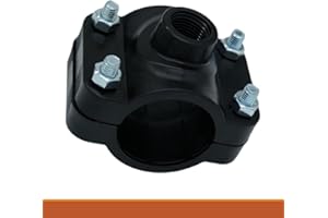 Weltenmarkt Profec Drilling Clamp 50 mm x 1/2 Inch Polypropylene Black 16 Bar Pressure Clamping Shells x Internal Thread Steel Bolt and NBR Seal