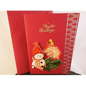 Weihnachtskarte Frohe Festtage Klapp Karte Glückwunschkarte mit 3D Winter Motiv Handmade Unikat