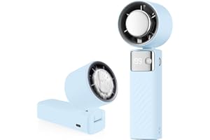 CATGIFF Ventilateur Portable, Mini Ventilateur Rechargeable 5000mAh, Petit Ventilateur Silencieux Turbo Réglable en Vitesse(1 à 199), Ventilateur Refroidissement pour Camping, Sport, Voyage (Bleu)