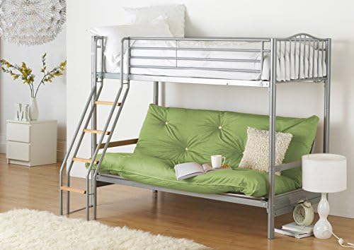 Hyder Living Alaska Futon Bunk Bed Plus Mattress, Metal, Silver/Lime