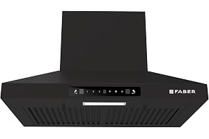 Faber Pluto 60 cm 1000 m³/hr Wall Mounted Kitchen Chimney | Baffle Filter | Touch Control | LED Lights | 1 Year Comprehensive Warranty and 12 Years on Motor | Black | HOOD PLUTO SENSOR TC BF BK IN 60