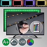 LED TV Backlight | Bias Lighting | 4 LED strips for HDTV | 40 - 55 - 60 inch | USB Powered | Remote Control | Multi Colour | Home theater lighting | Flat screen LED strip | Eco-friendly