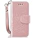 Produktbild DENDICO iPhone 5 / 5s / SE Hülle stoßfest Leder Flip Wallet Case für Apple iPhone 5 / 5s / SE Schutzhülle Skin Cover mit TPU Silikon Innenhülle und Kartenhalter