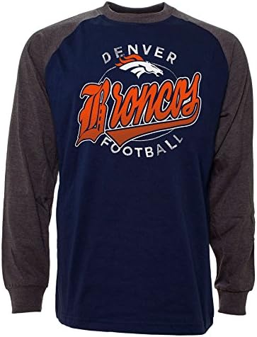 Denver Broncos Rounder Raglan Long Sleeve Jersey T-Shirt - Size Large