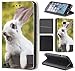 Price comparison product image CoverFix premium cover for samsung galaxy J3 2017 / J3 2017 DUOS flip cover protective cover faux leather flip case motif 1093 Haase Kaninchen Rabbit Weiß Grün