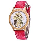 IG Invictus Damen Mode Casual Lederstrap Analog Quarz Runde Uhr T391 N Quarzuhr Rote Quarz Uhr