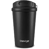 Stevig 4 Work Flip Open Coffee Mug &Ccedil;elik Termos 400 ML Black ST-250