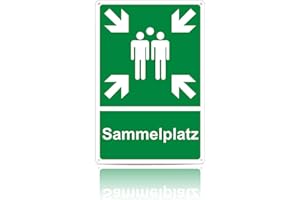 RIFEINOO Sammelplatz Schild Ausenbereich Alu,Sammelstelle Sammelpunkt Schild außen Außenbereich Nachleuchtend wasserdicht UV-Schutz mit vorgebohrten Löchern 20x30cm