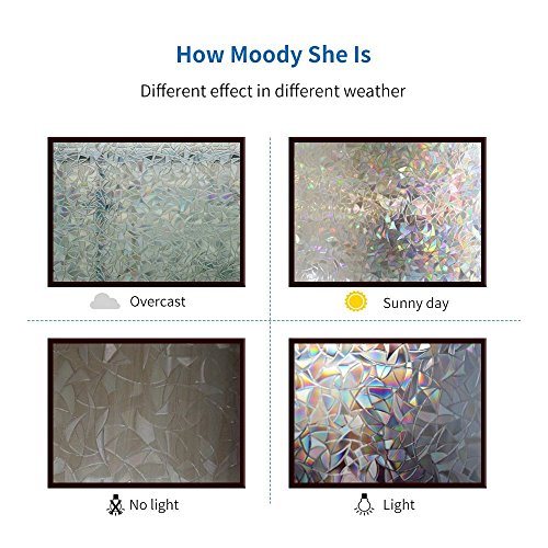 Rabbitgoo® 3D Fensterfolie Dekorfolie Sichtschutzfolie Fensterschutzfolie Selbsthaftend Statisch Haftend Anti-UV Upgrade Version 60*200cm - 2