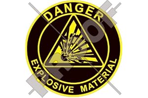 EXPLOSIVE MATERIAL Explosion Fara varning, säkerhetsskylt 75 mm (3") vinylklistermärke, dekal