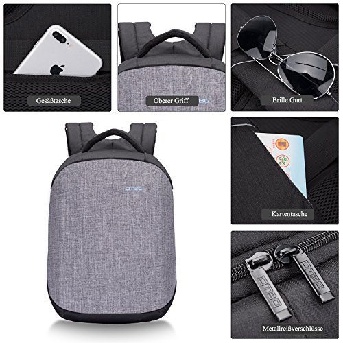 DTBG multifunktions Anti Diebstahl Rucksack mit USB Port Studenten Schule Rucksack leicht Daypack Business Backpack   15 Zoll Laptop Rucksack Computer