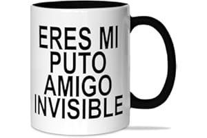 LINFORMAL - Taza de Cerámica 350ml - Ideal para el Desayuno y Tomar Café - Tazas Originales para Regalar - Humor Sarcástico - Apta para Microondas y Lavavajillas - Eres mi Put@ Amigo Invisible