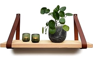 Brute Strength - Supports d'étagères en Cuir - Cognac - 4 pièces Supports muraux - Sangles d'étagères - Cuir Pleine Fleur