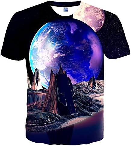 Syaimn Mens 3D Pattern Printed Short Sleeve T-Shirts Casual Graphics Tees L