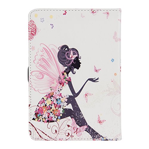 kwmobile Hülle für Tolino Shine / Page – Flipcover Case eReader Schutzhülle – Bookstyle Klapphülle Fee Mädchen Design Mehrfarbig Pink Weiß - 2