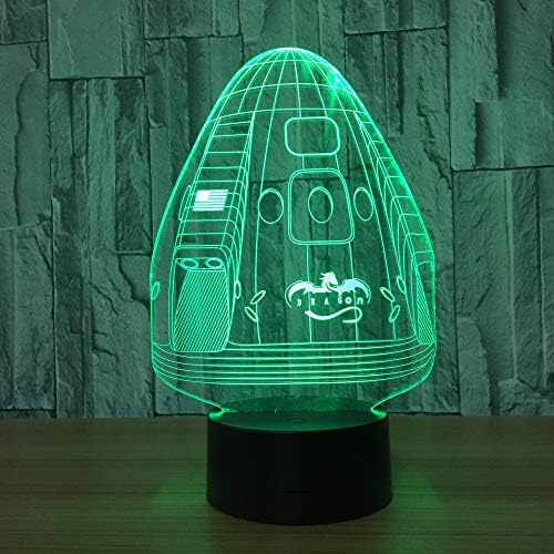 Bbdeng 3D Night Light Time Capsule Touch Color Change LED7 Color Energy Saving Bedroom Decoration Children's Gift Optical Illusion USB Lighting Christmas Gifts Children's Night
