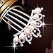Women's Bridal Wedding Flower Diamante Crystal Rhinestones Pearls Hair Clip Comb (#6)