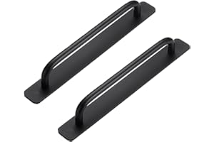 Funnytek 2 maniglie autoadesive per mobili, in alluminio, senza foratura, per armadio, cucina, porta scorrevole, porta del balcone, 212 mm, colore nero