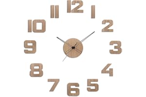 PRIM Veneer Horloge Murale à Coller en Bois DIY, Fabriquée en UE, Chiffres 3D en Bois, Marron Clair, Horloge Murale à Faire soi-même, ∅ de 600 à 1000 mm, pour Salon, Cuisine, Chambre