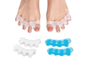 LICHUANUK LICHUAN 4 sztuk Separator żel do stóp,Separator palców stóp,Korektor palucha koślawego, dzielnik palców młotkiem,Silikonowy separator palców stóp,Nakładany dystans palców stóp (2Pairs)