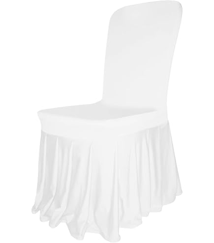 Coprisedia Per Matrimoni Trimming Shop - 1 Pezzo, Bianco, In Spandex Con Gonna Increspata, Elasticizzato, Lavabile, Per Sedie Da Banchetto - 2